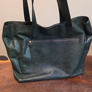 Joy Susan Leather Tote Bag In Dark Green Vegan Leather